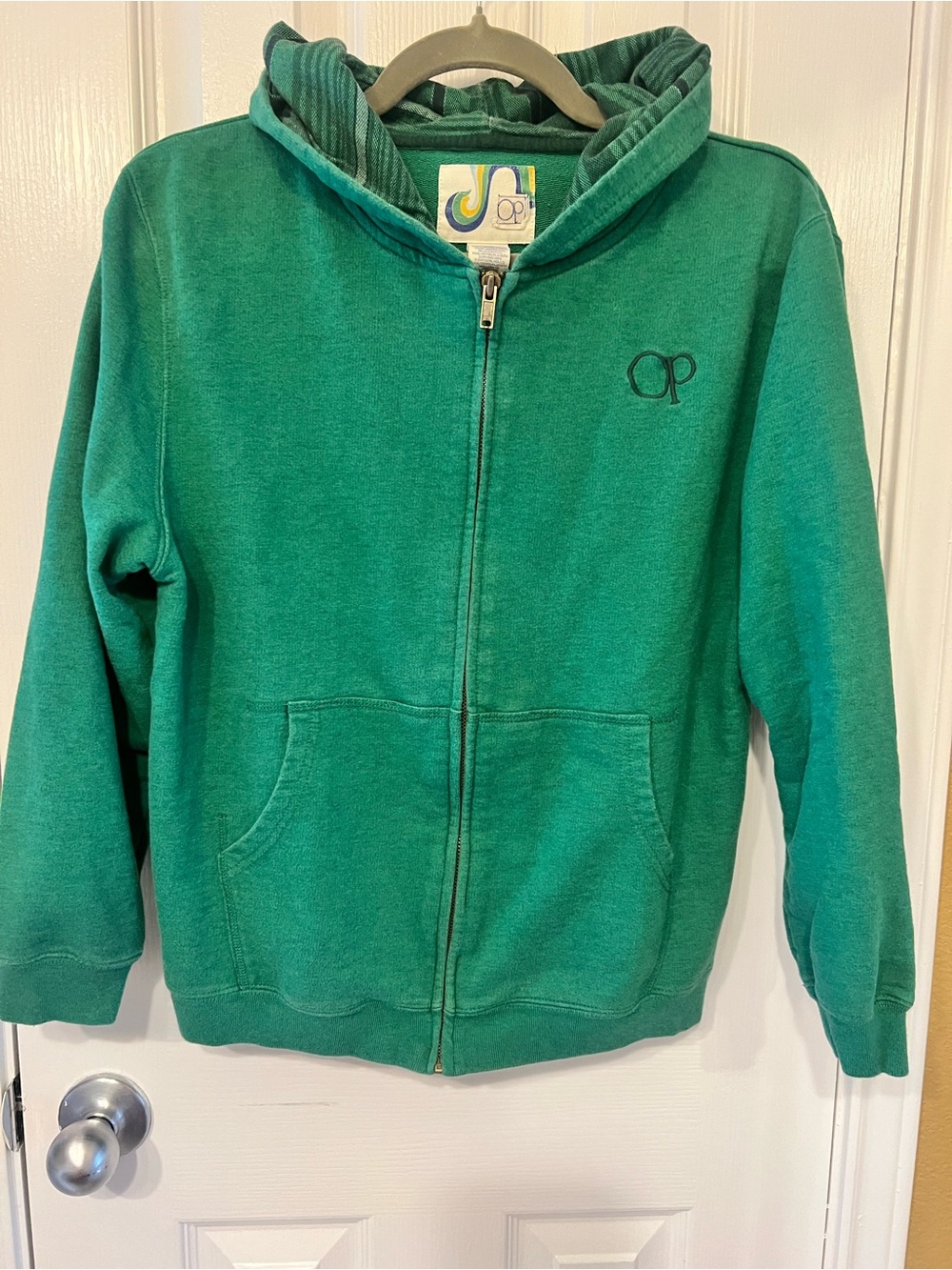 OP Ocean Pacific Green Zip-Up Hoodie for Kids, Size XL